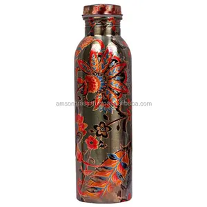Botol Air Tembaga Ayurveda, Cetak Dekoratif untuk Hadiah Dekoratif Rumah Sakit Air Minum Botol Tembaga