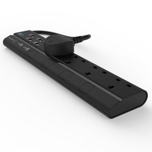UK Standard XStrip Black & White 4 <b>Socket</b> Gang Surge Protected Power Strip <b>with</b> Smart IC <b>USB</b> Charging Ports - Product Image 2