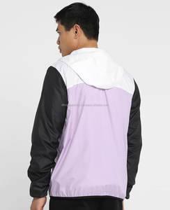 Venta al por mayor a granel logotipo personalizado hombres sublimación impermeable liso en blanco Sudadera con capucha transpirable PVC nylon poliéster chaqueta cortavientos - Product Image 2