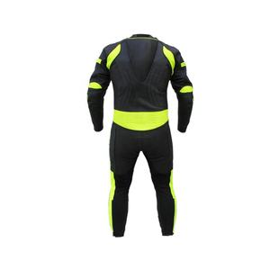 Combinaison de course professionnelle en cuir de vachette XL sur mesure 1 pièce pour moto Patchwork jaune-noir avec caractéristiques de protection - Product Image 2
