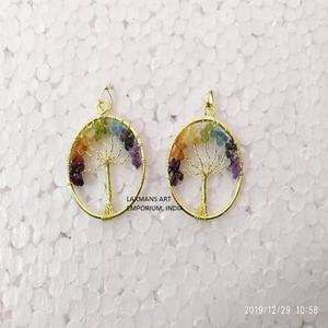 Pendentif des sept chakras avec pierres, motif arbre de vie, vente en gros - Product Image 1