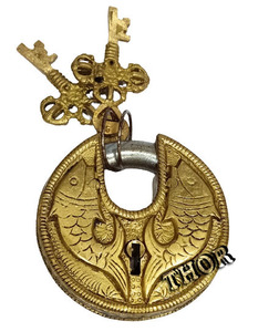 Cerradura de seguridad de latón artesanal antigua con llave de diseño de pez y acceso de tarjeta para decoración del hogar y puerta de acero para hoteles - Product Image 1