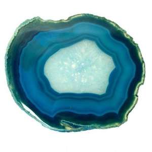 Posavasos redondo de resina epoxi, color azul y blanco - Product Image 5