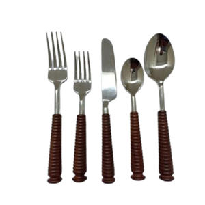 Juego de Cubiertos de Diseño Elegante, Cubiertos de Acero Inoxidable Plateado de Alta Calidad, Juego de Cubiertos de Lujo de Resina Marrón de Diseño - Product Image 5