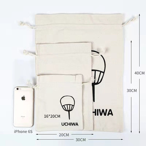 Bolsa con cordón de Calicó natural de lona de algodón ecológico personalizada al por mayor con logotipo impreso - Product Image 3