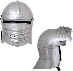 Casque d'armure médiéval de chevalier croisé, casque fermé avec doublure intérieure et visière - Product Image 4