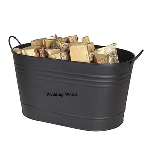 Cubo para Leña de Jardín, Recubrimiento en Polvo Negro, Diseño Clásico y Elegante, Nuevo Cubo Metálico para Leña - Product Image 5