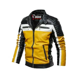 Men's Fashion Yellowed Jackets Autumn Winter Slim-Fit Leather Motorcycle Vintages Women Jackets Long Coats Pakistan