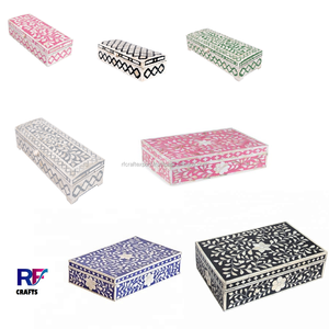 Incrustación de hueso decorativa, caja Rectangular hecha a mano, de diamantes con incrustaciones de hueso a precio asequible - Product Image 6