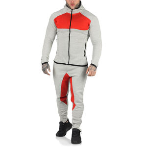 Survêtement d'hiver épais à blocs pour hommes, vêtements de jogging et de course de couleur contrastée avec capuche et pantalon à fermeture éclair, en solde - Product Image 3