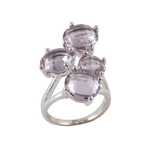 Bijoux en pierre personnalisés en argent sterling 925 pour femmes bague en argent massif avec améthyste et pierres précieuses bague en pierre naturelle - Product Image 1