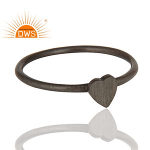 Black Rhodium <b>Plated</b> Sterling 925 <b>Silver</b> Heart Design Wedding Ring Custom Jewelry Manufacturer - Product Image 2