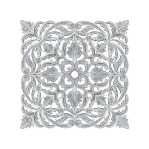 Venta al por mayor de madera MDF tallada a mano Panel de pared tallado decorativo en forma cuadrada Panel de decoración de pared atractivo disponible a buen precio - Product Image 1