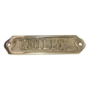 Antique Nautical Brass Door Sign "TOILET" Nautical Nameplate India metal crafts nautical wall sign