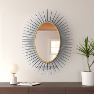 Espejo de pared con marco plateado Sunburst, espejo de arte de pared elegante para Hotel, restaurantes, oficina, pared, espejo decorado de Navidad a la venta - Product Image 2