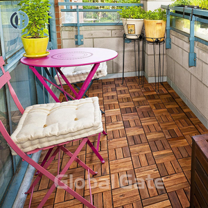 Revêtement de sol en bois massif fait à la main, carreaux de pont en bois d'acacia imbriqués, 12 cavités pour terrasse et parquets, bon marché - Product Image 5