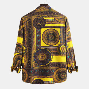 Chemise à motifs géométriques pour hommes Chemise à boutons pour les amateurs de mode Manches longues Facile à coiffer Chemise décontractée Haute qualité Mode quotidienne - Product Image 3