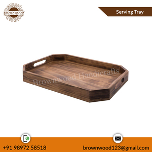 Plateau octogonal en bois de qualité supérieure pin acacia mangue noyer pour le stockage domestique idéal pour le dessert assiette à dîner plateau de service - Product Image 4