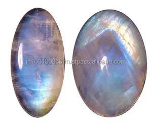 Wow forma ovale naturale pietre preziose sciolte arcobaleno pietra di luna Cabochon liscia dimensione libera blu appariscente pietra di luna naturale prezzo all'ingrosso