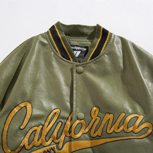 Nouvelle arrivée broderie personnalisée pur 100% cuir véritable hommes pas cher Letterman Varsity veste - Product Image 2