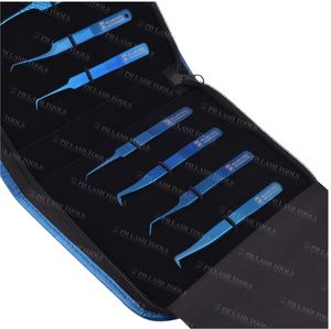 Jeu de pincettes magnétiques à cils, Kit de couleur bleue de Style parfait, étui à fermeture éclair bleue de haute qualité pour 8 pinces pour extensions de cils - Product Image 4