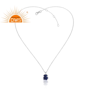 925ปรับเงินสเตอร์ลิงธรรมชาติ Lapis Lazuli พลอยสร้อยคอจี้สำหรับผู้หญิงเครื่องประดับผู้ผลิต - Product Image 2
