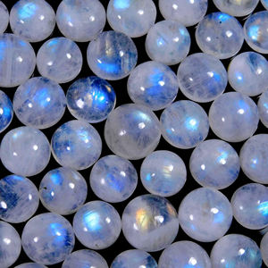 Cabujones de piedra lunar de arco iris, cabujón de Esmeralda colombiana, cuentas de piedras preciosas naturales, piedra suelta natural de 25mm - Product Image 1