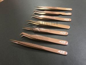 Pince à cils professionnelle en acier japonais or Rose Logo personnalisé pince à épiler d'extension de cils poignée en diamant fibre pointue - Product Image 6