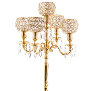 Candelabro de aluminio dorado para bodas - Product Image 1