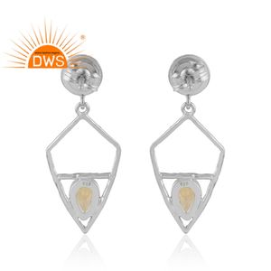Party Wear 925 pendiente de gota de poste de plata fina para mujer bonitos pendientes de piedras preciosas de citrino Natural mayorista de joyería - Product Image 3
