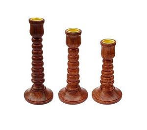 Bougeoir rouge en bois VINTAGE, cuivworld inde - Product Image 1