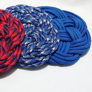 Braided Polyester Place Mats <b>Round</b> Solid Color Home Use Washable Medium Thickness Simple Style - Product Image 1