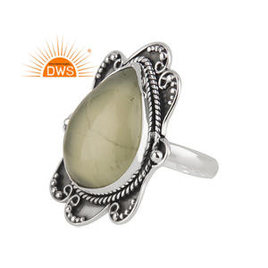 แหวนพลอยเพรนไนต์ขายส่ง แหวนเงินแท้โบราณ แหวนผู้หญิงแบบออกซิไดซ์ ผู้ผลิตเครื่องประดับ คอลเลคชั่นคลาสสิก - Product Image 1