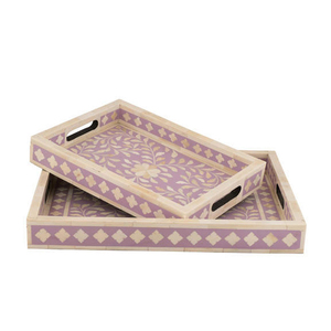 Customized Top Quality Handcrafted Natural Wood Bone Inlay Round Floral Serving <b>Tray</b> for Home Restaurants Hotel From India - Product Image 2