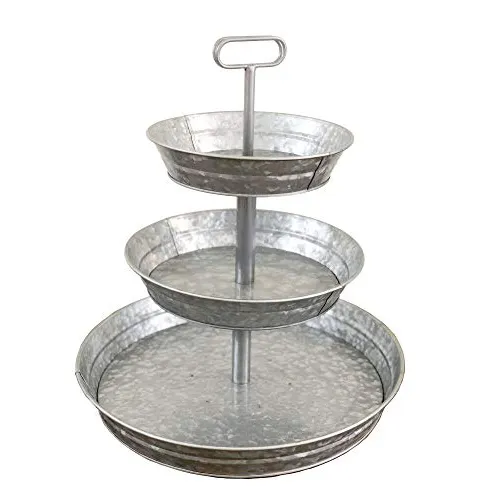 Galvanized 3 Tier Cake Stand with Handle