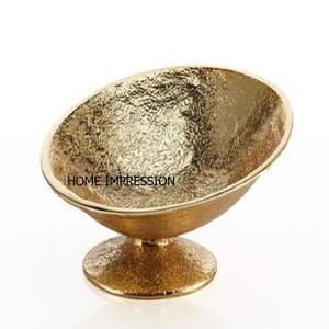 Bol en métal plaqué or de la plus grande qualité Texture de roche Bol en aluminium Design antique Fruits secs Dates Bol de service pour organisateur de table - Product Image 3