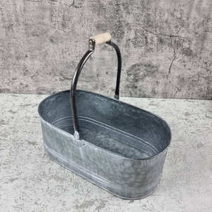 Maceta Ovalada de Metal Galvanizado con Asa de Transporte, Maceta Rústica para Hierbas y Flores de Interior y Exterior, Venta al por Mayor - Product Image 3