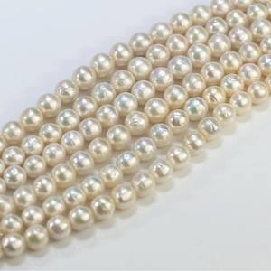 Edison Baroque Freshwater <b>Loose</b> <b>Pearl</b> Strand 10mm White Natural Color Wrinkle-Free Necklace - Product Image 2