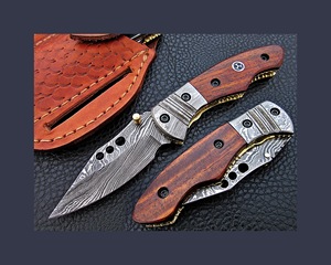 Cuchillo plegable de acero de Damasco personalizable soporte OEM de grado DIY - Product Image 1