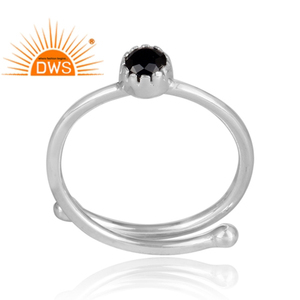 Anillo de espinela negra Natural para mujer, joyería de piedras preciosas, Plata de Ley fina pulida, anillo apilable para mujer, joyería al por mayor - Product Image 2