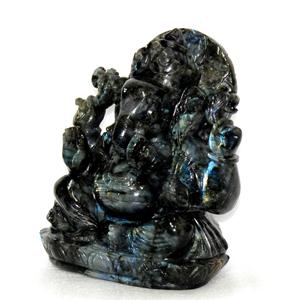 ร้อนขาย2022ซื้อ Ganesha ประติมากรรมลาบราดอไรต์มือแกะสลักรูปปั้น Piedras Naturales คริสตัลบำบัดหิน - Product Image 1