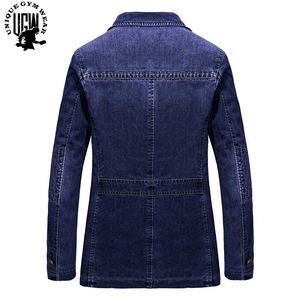 New Large Size Men's Blue Denim Jacket Spring Loose Large Lapel Casual Jacket Fits Men's Wear - Product Image 2