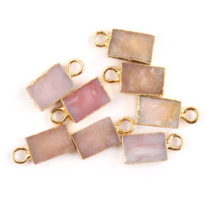 เครื่องประดับน้ำหนักเบาเครื่องประดับรูปทรงสี่เหลี่ยมผืนผ้าสีพีชมูนสโตนชิ้นเล็กๆตามธรรมชาติตัวเชื่อมต่อชุบทองแบบ DIY จี้เดี่ยวตัวเชื่อมต่อ - Product Image 2