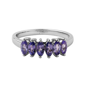 Bague Marquise Tanzanite en Argent Sterling 925 Plaqué Rhodium Haute Qualité Bijoux de Fête de Mariage pour Femmes Numéro Motif Incrustation Mignon - Product Image 2