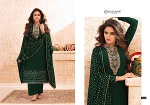 Matériel georgette traditionnel, combinaison brodée de goth et à paillettes fonctionne avec un fond en tissu georgette et filet dupata - Product Image 3