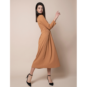 Vestido largo estilo <span class=keywords><strong>imperio</strong></span> de la mejor calidad 100% italiano, con manga 3/4, cuello en V y cremallera <span class=keywords><strong>invisible</strong></span> en el lateral para ceremonias. - Product Image 3