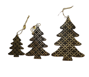 <b>LARGE</b> SET of 3 CHRISTMAS TREE WOOD HANGING <b>ORNAMENT</b> HIGH QUALITY WOODEN CHRISTMAS TREE DECORATION - Product Image 1