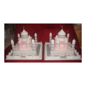 Réplica Decorativa del Taj Mahal en Mármol Blanco Hecha a Mano para Decoración del Hogar - Product Image 1