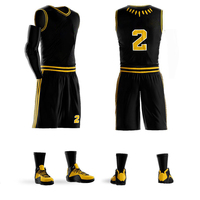 100% uniformes de baloncesto de malla para hombre, Color negro, ropa deportiva transpirable de secado rápido, conjuntos de camisetas de baloncesto