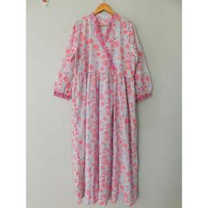 Robe tunique longue d'été pour femme, style bohème hippie, tissée à la main, imprimé floral, coton indien naturel 100% - Product Image 2